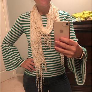 Cute bell sleeve striped top